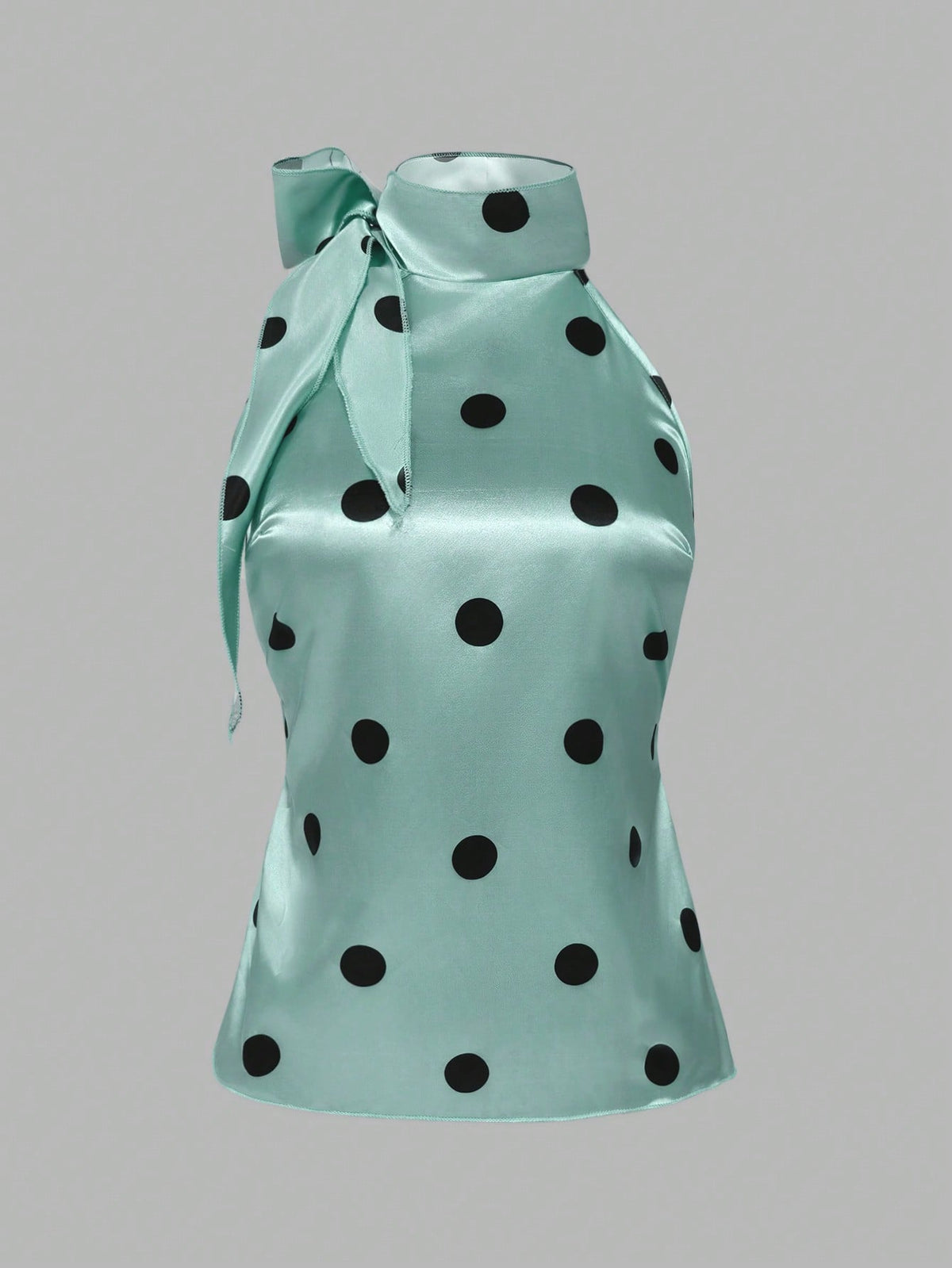 IslaSuriya Women's Elegant Polka Dot Print Halter Neck Tie Top, Summer