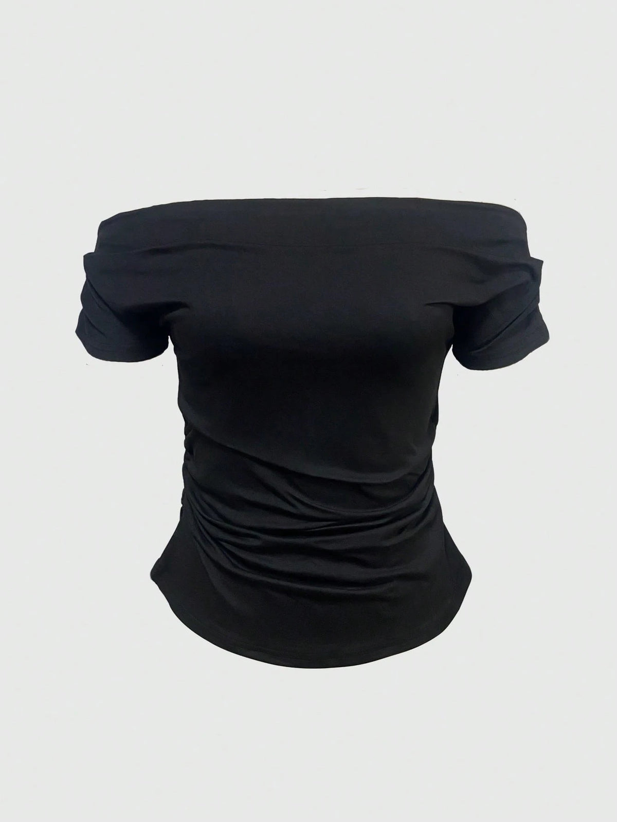 IslaSuriya Women's Solid Color Minimalist Off Shoulder T-Shirt, Casual Everyday Wear