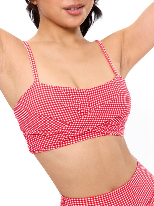 Ivy Wrap Sports Bra - Red Gingham