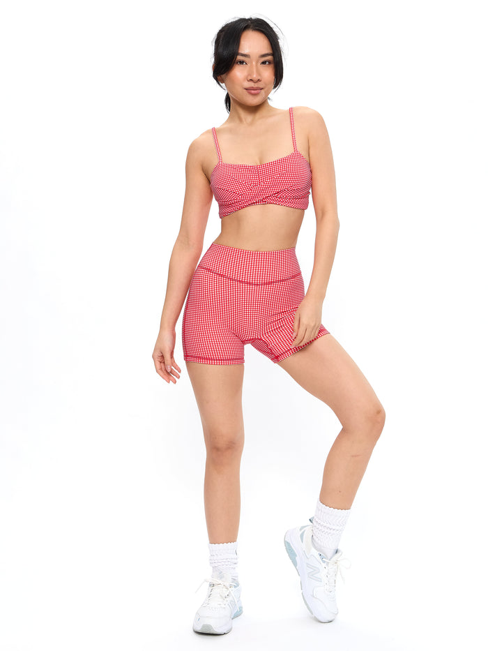 Ivy Wrap Sports Bra - Red Gingham
