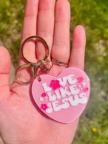 Jesus-Like Heart-Shaped Keychain- Stainless Steel- For Men- Perfect Gift For Religious People And Christian Men- Backpack Accessories, Keychain, Wallet, Car Key Chain, Earphone Case Accessory, Fas