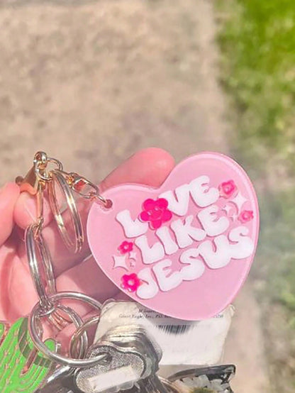 Jesus-Like Heart-Shaped Keychain- Stainless Steel- For Men- Perfect Gift For Religious People And Christian Men- Backpack Accessories, Keychain, Wallet, Car Key Chain, Earphone Case Accessory, Fas