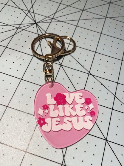 Jesus-Like Heart-Shaped Keychain- Stainless Steel- For Men- Perfect Gift For Religious People And Christian Men- Backpack Accessories, Keychain, Wallet, Car Key Chain, Earphone Case Accessory, Fas
