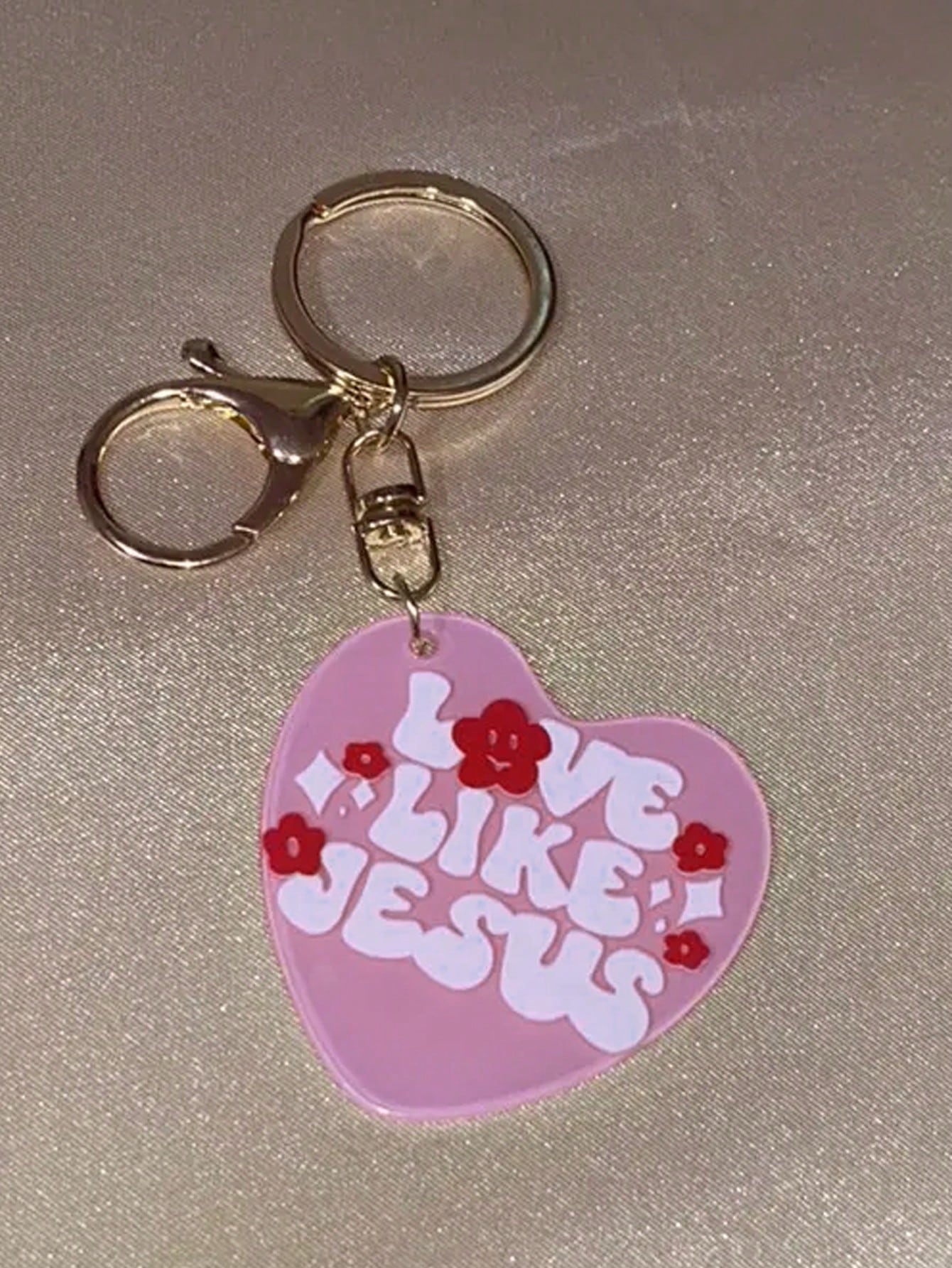 Jesus-Like Heart-Shaped Keychain- Stainless Steel- For Men- Perfect Gift For Religious People And Christian Men- Backpack Accessories, Keychain, Wallet, Car Key Chain, Earphone Case Accessory, Fas