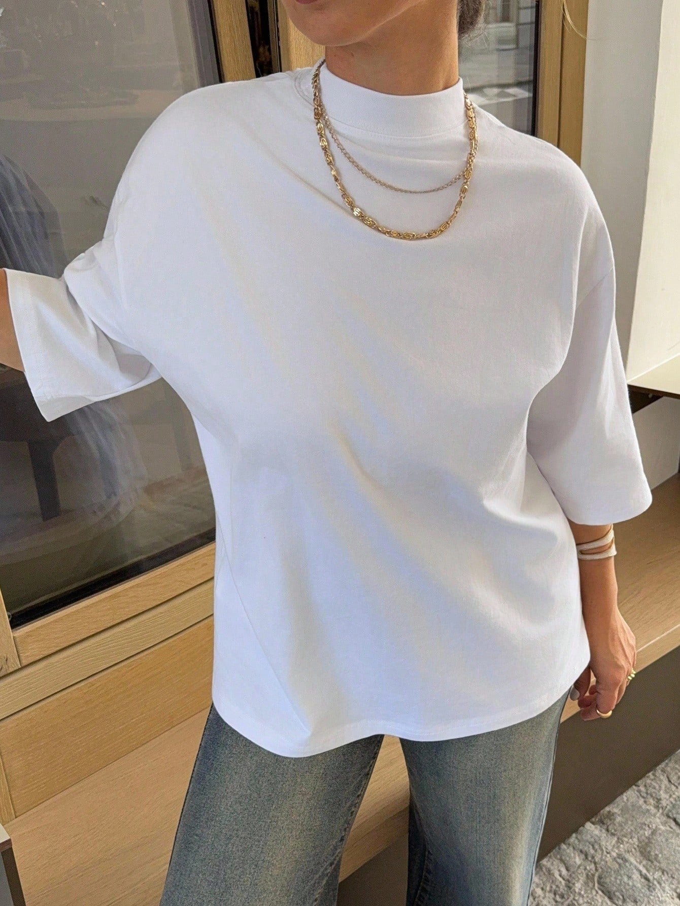 Jeta Ari Loose Casual Plain Minimalist Short Sleeve T-Shirt For Women Old Money Style Business Casual Women Oversized T-Shirt