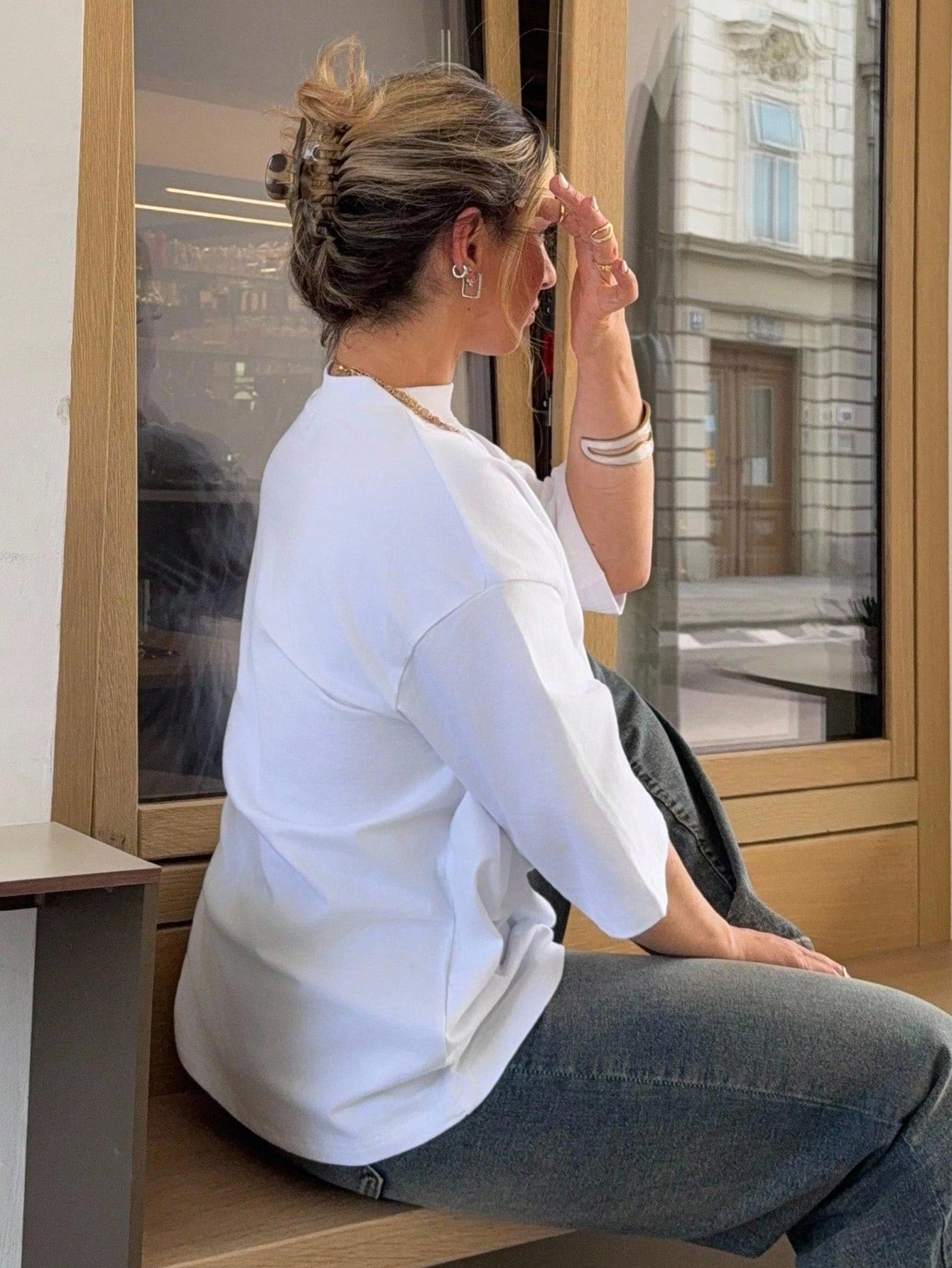 Jeta Ari Loose Casual Plain Minimalist Short Sleeve T-Shirt For Women Old Money Style Business Casual Women Oversized T-Shirt
