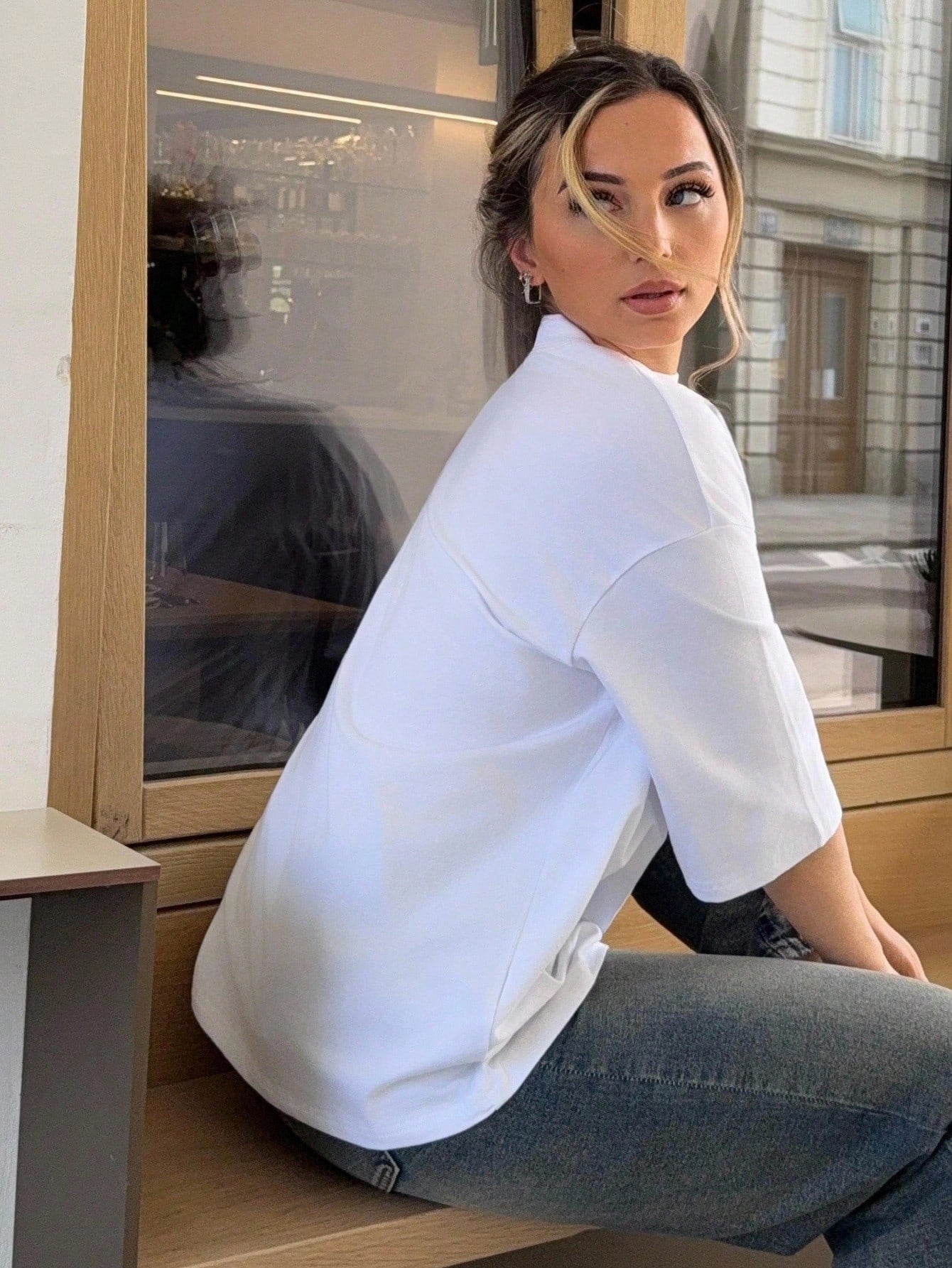 Jeta Ari Loose Casual Plain Minimalist Short Sleeve T-Shirt For Women Old Money Style Business Casual Women Oversized T-Shirt