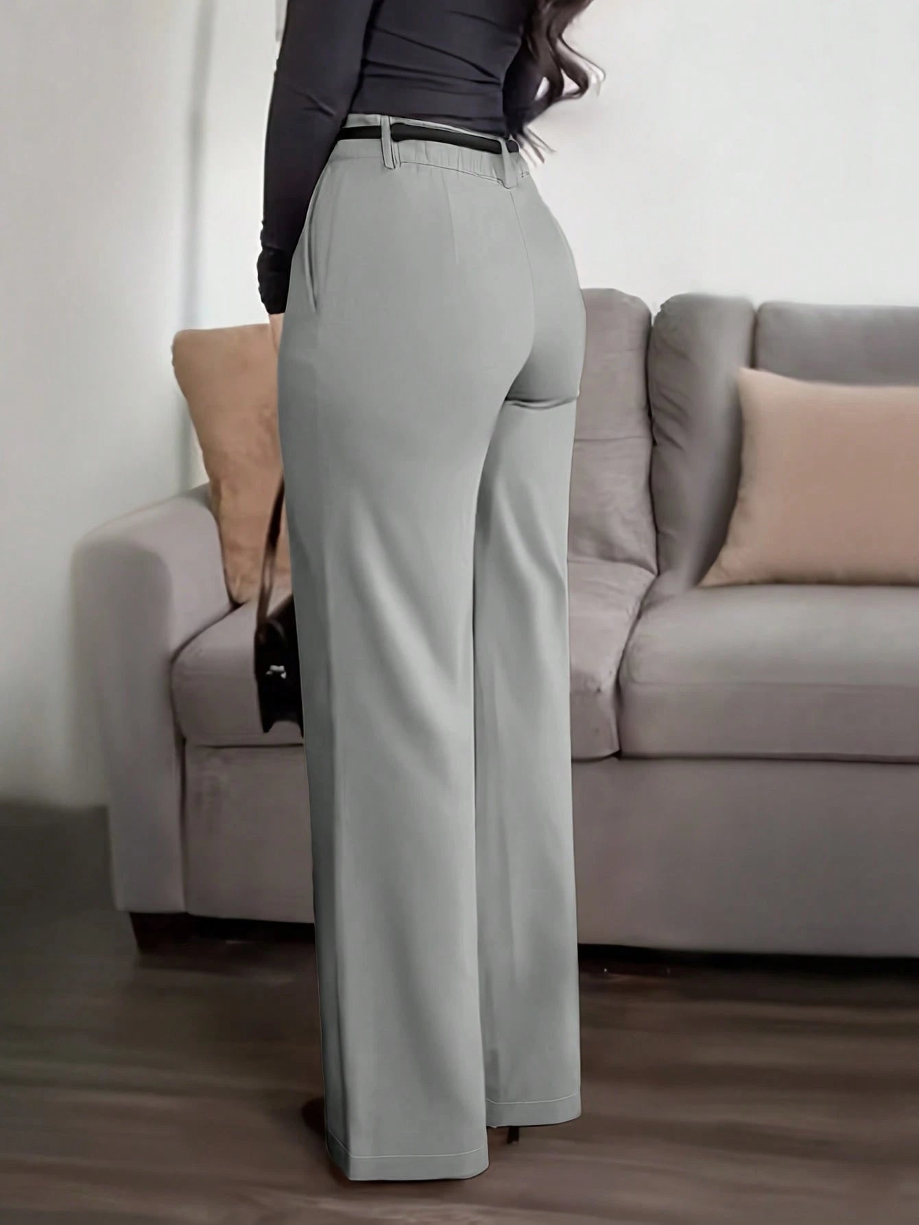 Jisfaneya Women's (No Belt) Solid-Color Pants With Side Pockets And Zippers-Elegant And Casual For The Office And Commute