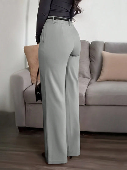 Jisfaneya Women's (No Belt) Solid-Color Pants With Side Pockets And Zippers-Elegant And Casual For The Office And Commute