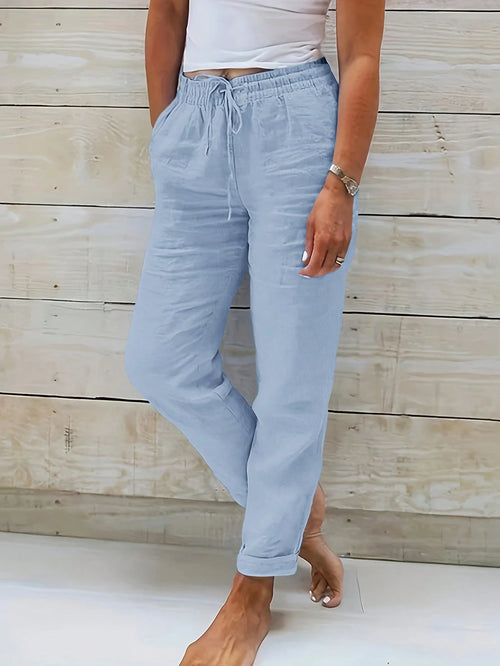 Jisfaneya Women's Solid-Color Drawstring Waist Casual Pants With Pockets