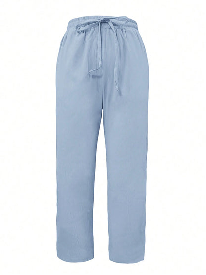 Jisfaneya Women's Solid-Color Drawstring Waist Casual Pants With Pockets