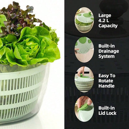 Joined High-Speed Salad Spinner With Storage Lid, Drain, Bowl, And Colander- Quick And Easy Multi-Use Lettuce Spinner, Vegetable Dryer, Fruit Washer
