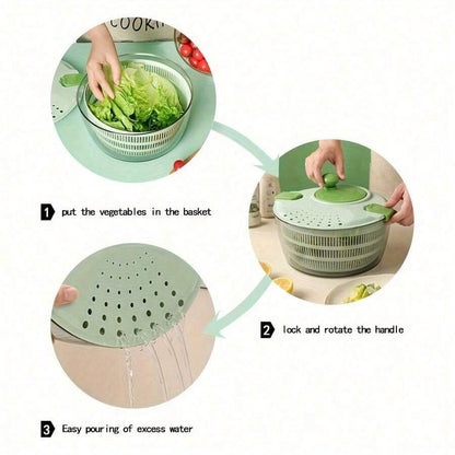 Joined High-Speed Salad Spinner With Storage Lid, Drain, Bowl, And Colander- Quick And Easy Multi-Use Lettuce Spinner, Vegetable Dryer, Fruit Washer