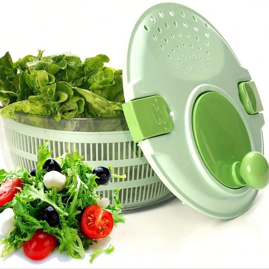 Joined High-Speed Salad Spinner With Storage Lid, Drain, Bowl, And Colander- Quick And Easy Multi-Use Lettuce Spinner, Vegetable Dryer, Fruit Washer