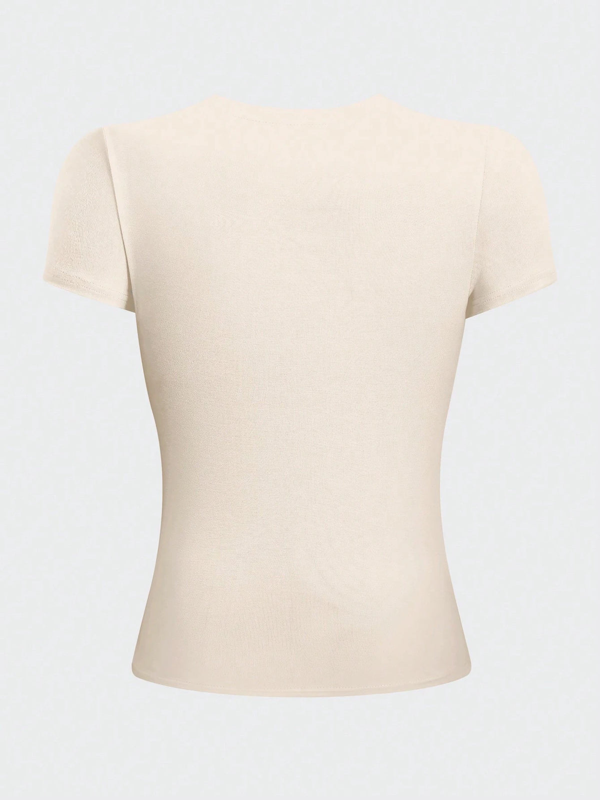 Jouncy Women's Solid Color Fitted Crew Neck T-Shirt, Minimalist Fashion Casual Daily Wear