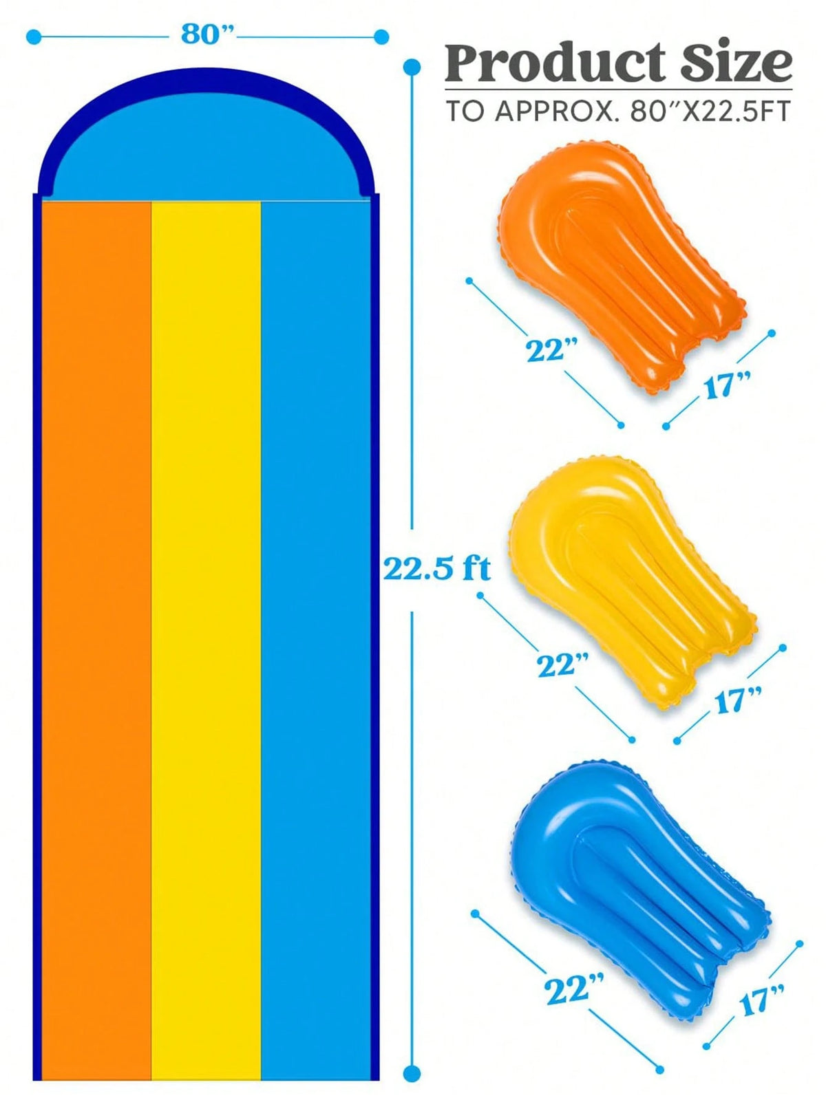 Joyfy 22.5ft Triple Water Slide And 3 Body Boards, Backyard Lawn Water Slides With Outdoor Slip Sprinkler For Kids Adults Summer Water Fun Toy