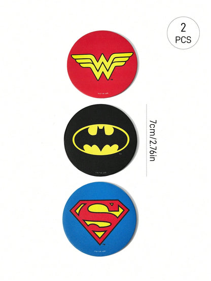 JUSTICE LEAGUE X 2pc PU Leather Car Cup Holder Mat Set, Shockproof, Universal, Stylish Car Cup Holder Mat, Can Be Placed In Car Cup Holders, Car And Home Office Cup Mats,Superman,Batman,Wonder W