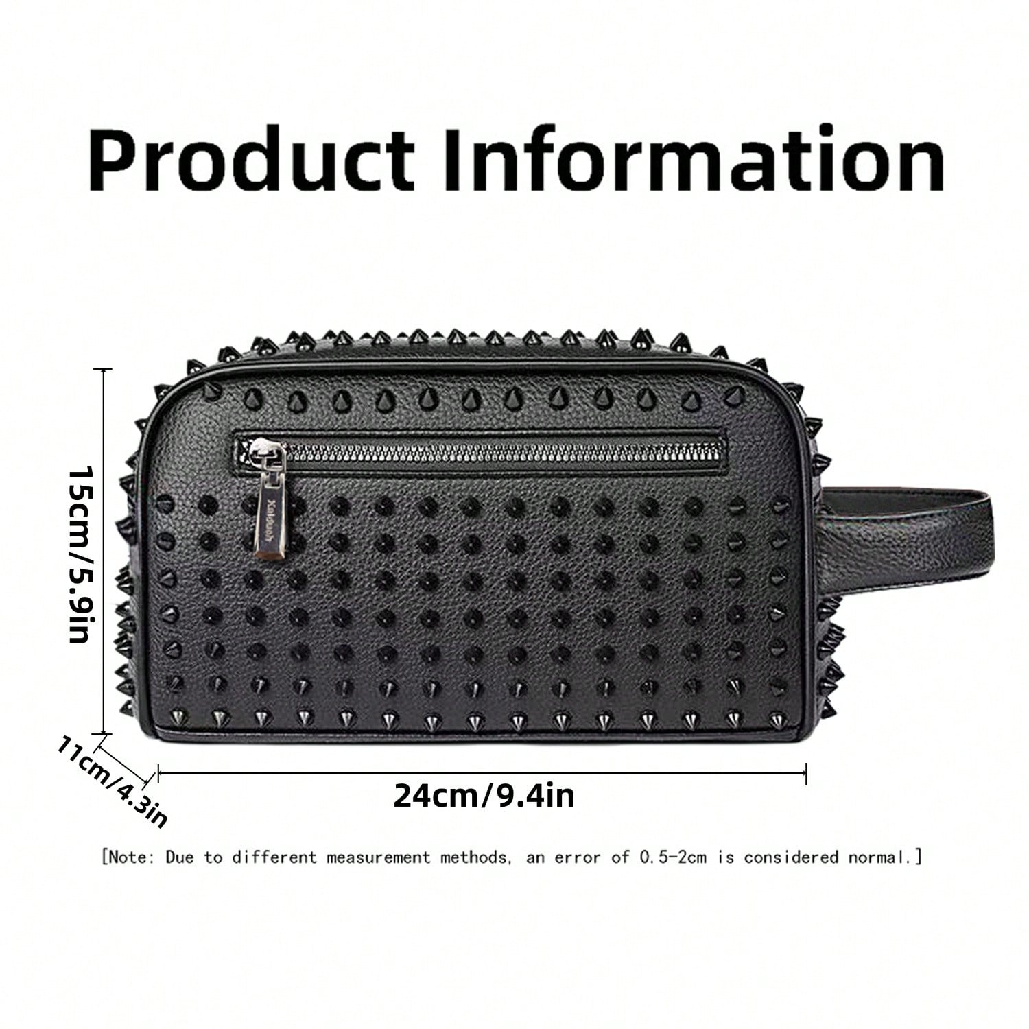 KAIDUCH Men's Clutch Bag Punk Style Clutch Bag Large Capacity Multi-Compartment Men's Handbag For Daily Commuting Portable Phone Case Stylish Zipper Pocket