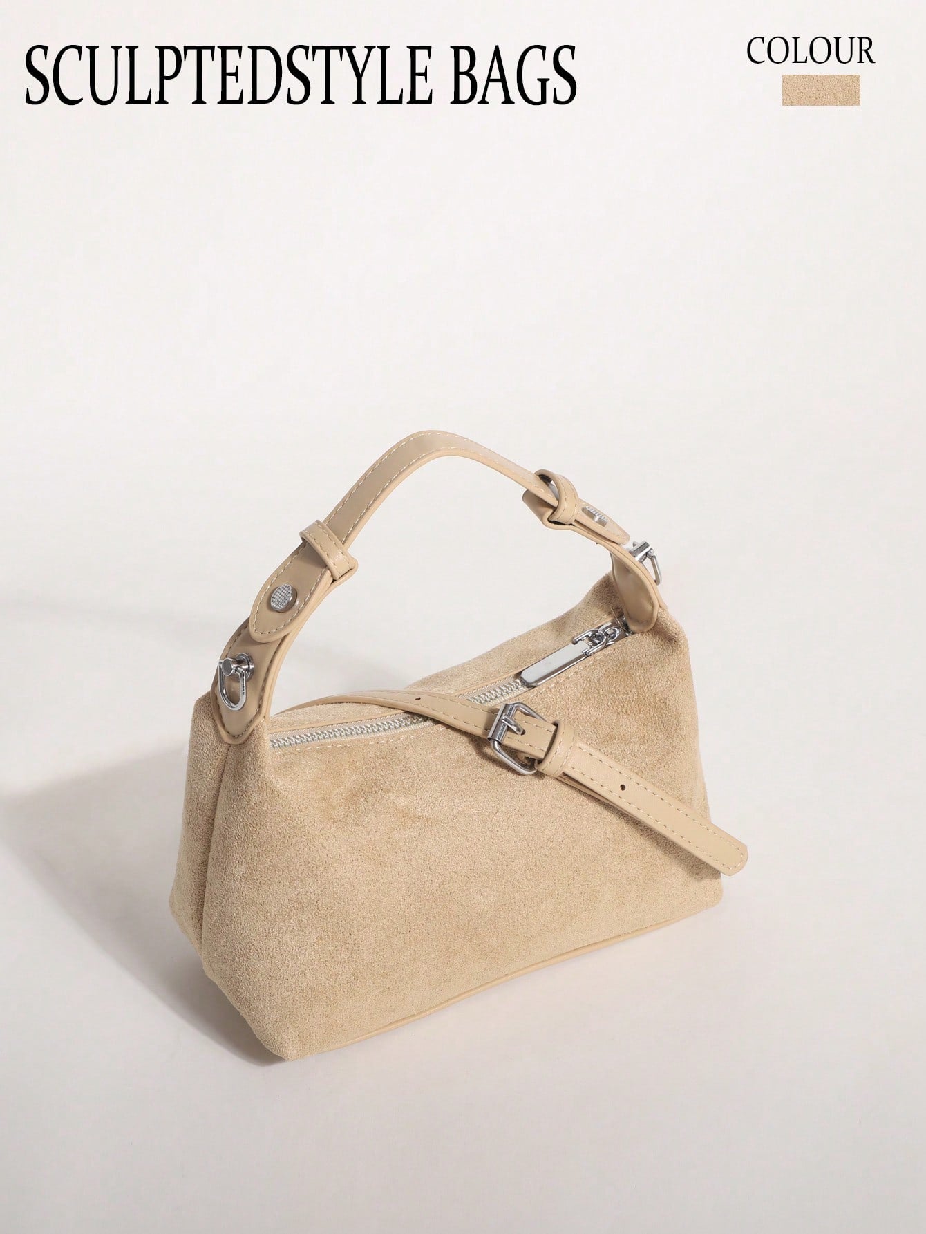 Khaki Fashion Suede Texture Dumpling Bag Minimalist Handbag Versatile Shoulder Crossbody Bag For Commuting Shopping And Dating