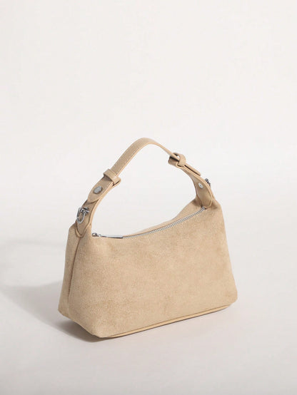 Khaki Fashion Suede Texture Dumpling Bag Minimalist Handbag Versatile Shoulder Crossbody Bag For Commuting Shopping And Dating