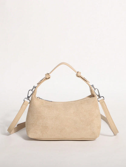 Khaki Fashion Suede Texture Dumpling Bag Minimalist Handbag Versatile Shoulder Crossbody Bag For Commuting Shopping And Dating