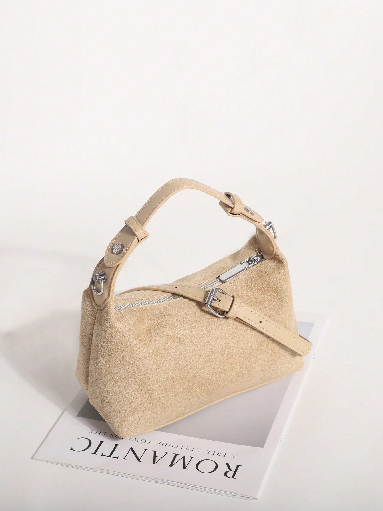 Khaki Fashion Suede Texture Dumpling Bag Minimalist Handbag Versatile Shoulder Crossbody Bag For Commuting Shopping And Dating