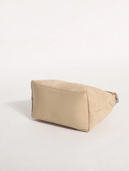 Khaki Fashion Suede Texture Dumpling Bag Minimalist Handbag Versatile Shoulder Crossbody Bag For Commuting Shopping And Dating