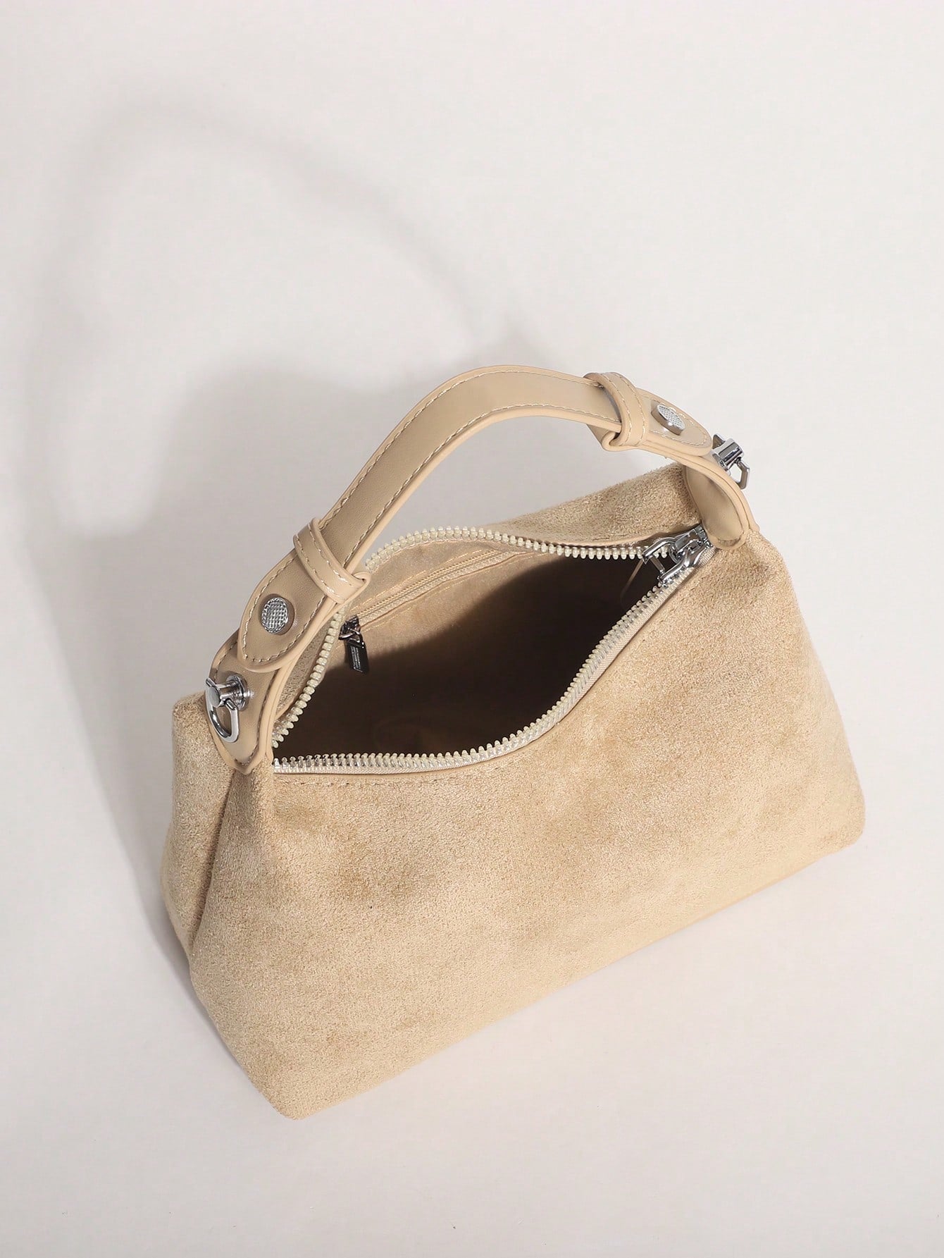 Khaki Fashion Suede Texture Dumpling Bag Minimalist Handbag Versatile Shoulder Crossbody Bag For Commuting Shopping And Dating