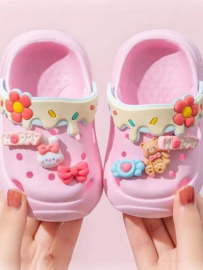 Kids Cute Fashion Slippers, Toddlers' Indoor Soft Bottom Shoes, Girls' Summer Outdoor Closed Toe Beach Sandals