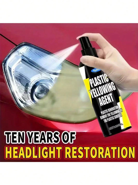 KineShineX Car Headlight Restoration Kit- Includes Headlight Polishing Compound And Repair Spray. Restores Yellowed And Hazy Headlights, Enhances Brightness. Car Accessories, Holiday Gift