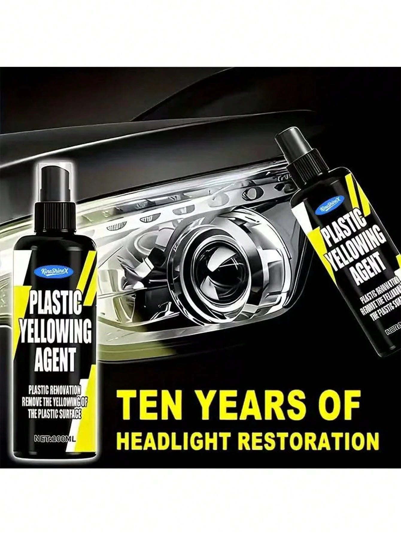 KineShineX Car Headlight Restoration Kit- Includes Headlight Polishing Compound And Repair Spray. Restores Yellowed And Hazy Headlights, Enhances Brightness. Car Accessories, Holiday Gift