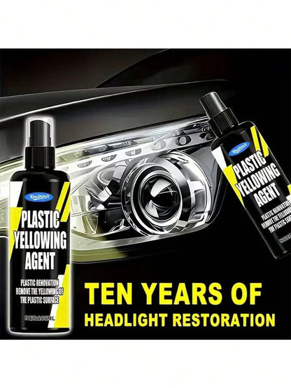 KineShineX Car Headlight Restoration Kit- Includes Headlight Polishing Compound And Repair Spray. Restores Yellowed And Hazy Headlights, Enhances Brightness. Car Accessories, Holiday Gift
