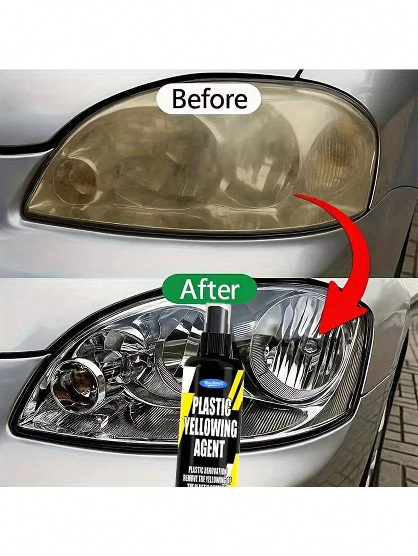 KineShineX Car Headlight Restoration Kit- Includes Headlight Polishing Compound And Repair Spray. Restores Yellowed And Hazy Headlights, Enhances Brightness. Car Accessories, Holiday Gift