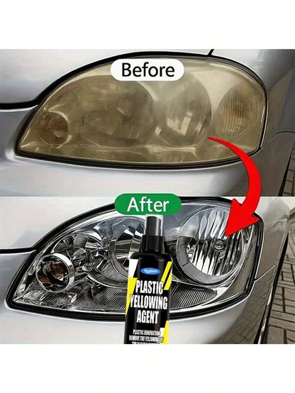 KineShineX Car Headlight Restoration Kit- Includes Headlight Polishing Compound And Repair Spray. Restores Yellowed And Hazy Headlights, Enhances Brightness. Car Accessories, Holiday Gift