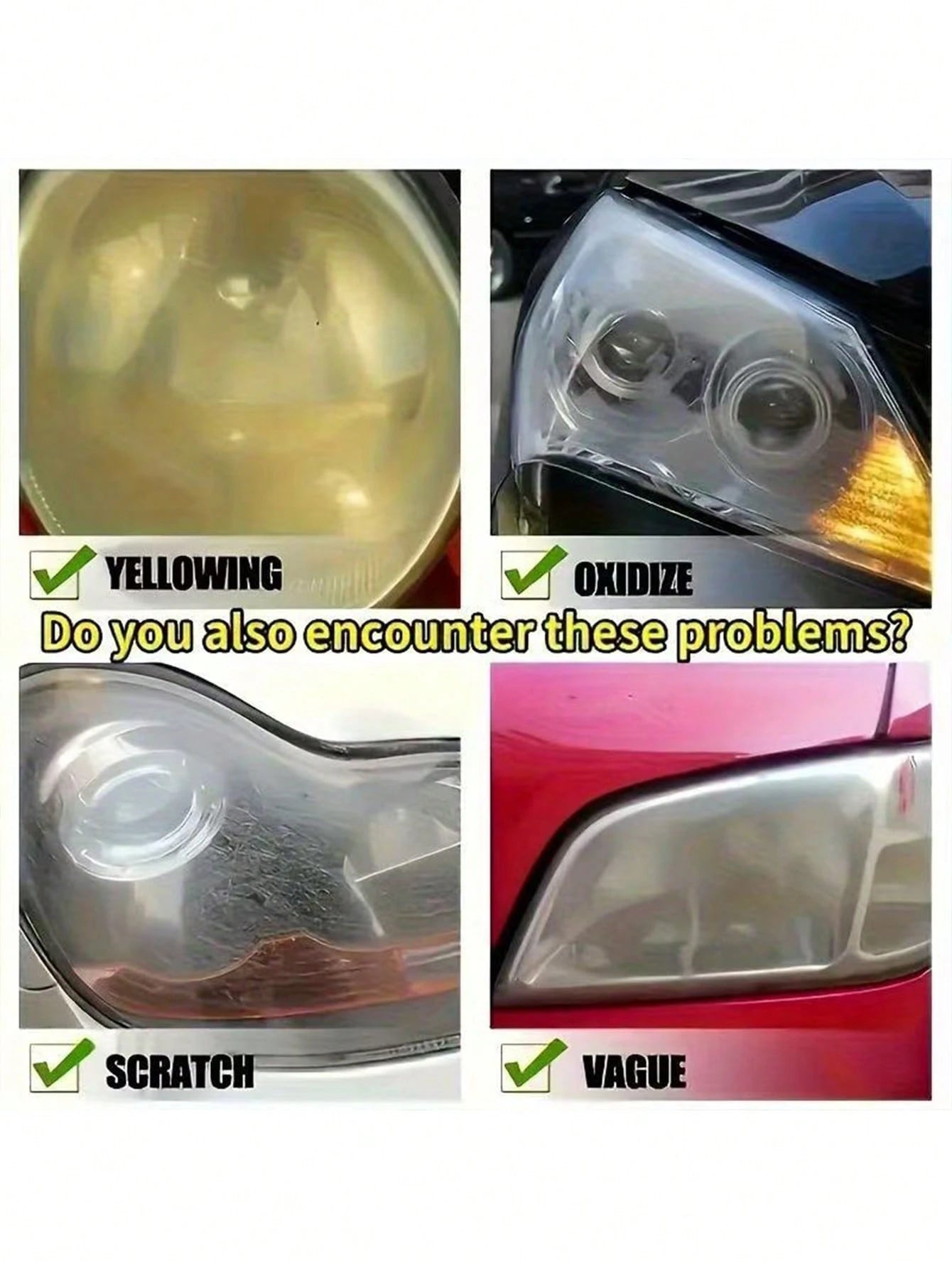KineShineX Car Headlight Restoration Kit- Includes Headlight Polishing Compound And Repair Spray. Restores Yellowed And Hazy Headlights, Enhances Brightness. Car Accessories, Holiday Gift