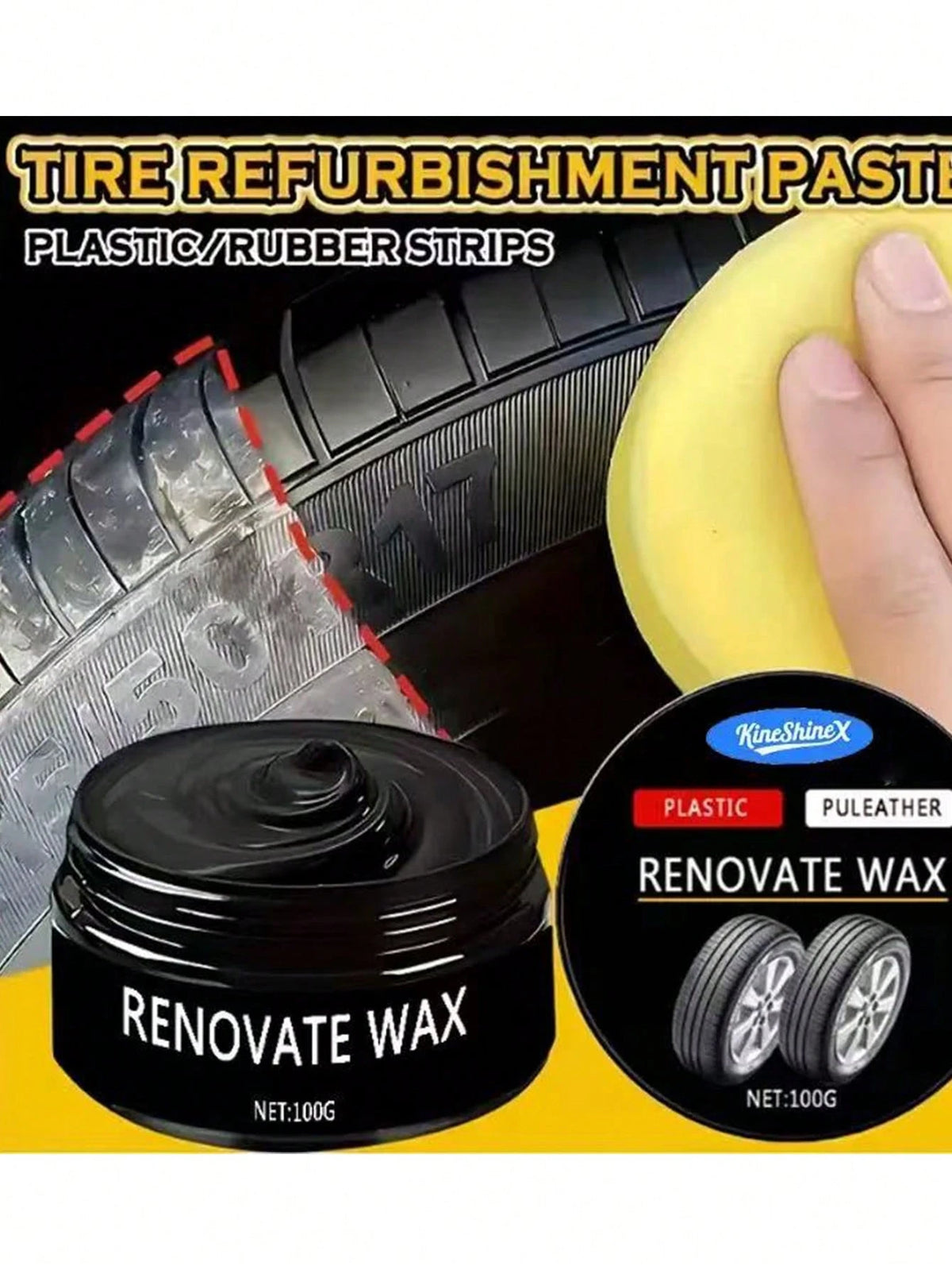 KineShineX Car Interior Polishing And Restoration Paste; Wax For Polishing And Touch-Up On Steering Wheels, Center Consoles, Dashboards, And Leather Seats; Scratch Repair Paste For Plastic Parts And B