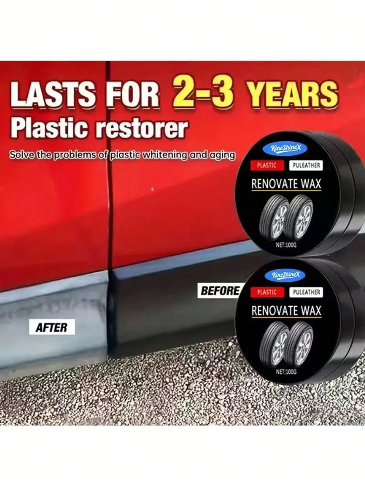 KineShineX Car Interior Polishing And Restoration Paste; Wax For Polishing And Touch-Up On Steering Wheels, Center Consoles, Dashboards, And Leather Seats; Scratch Repair Paste For Plastic Parts And B