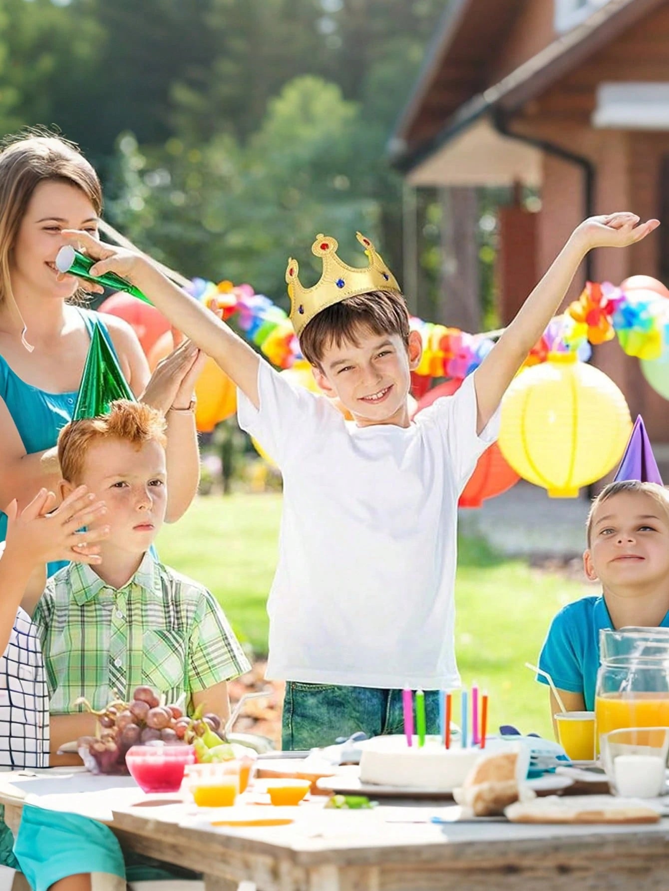 King Crown Birthday Hats For Boys Girls, Royal Birthday Crown Party Hats Set, Suitable For Birthday, Baby Shower, Kids Party- Classroom School Party Supplies, Fit For Birthday Party And Stage Perform