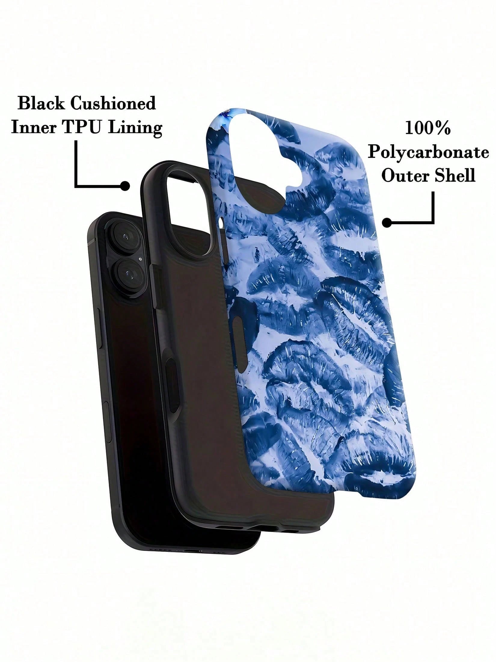 Kiss Mobile Phone Case, Designed With Blue Lips And Floral Accents, Suitable For IPhone 16, 15, 14, 13, 12 And 11 Pro Models, Made Of TPU Material, And Provides Shockproof Protection. Ideal For Romant