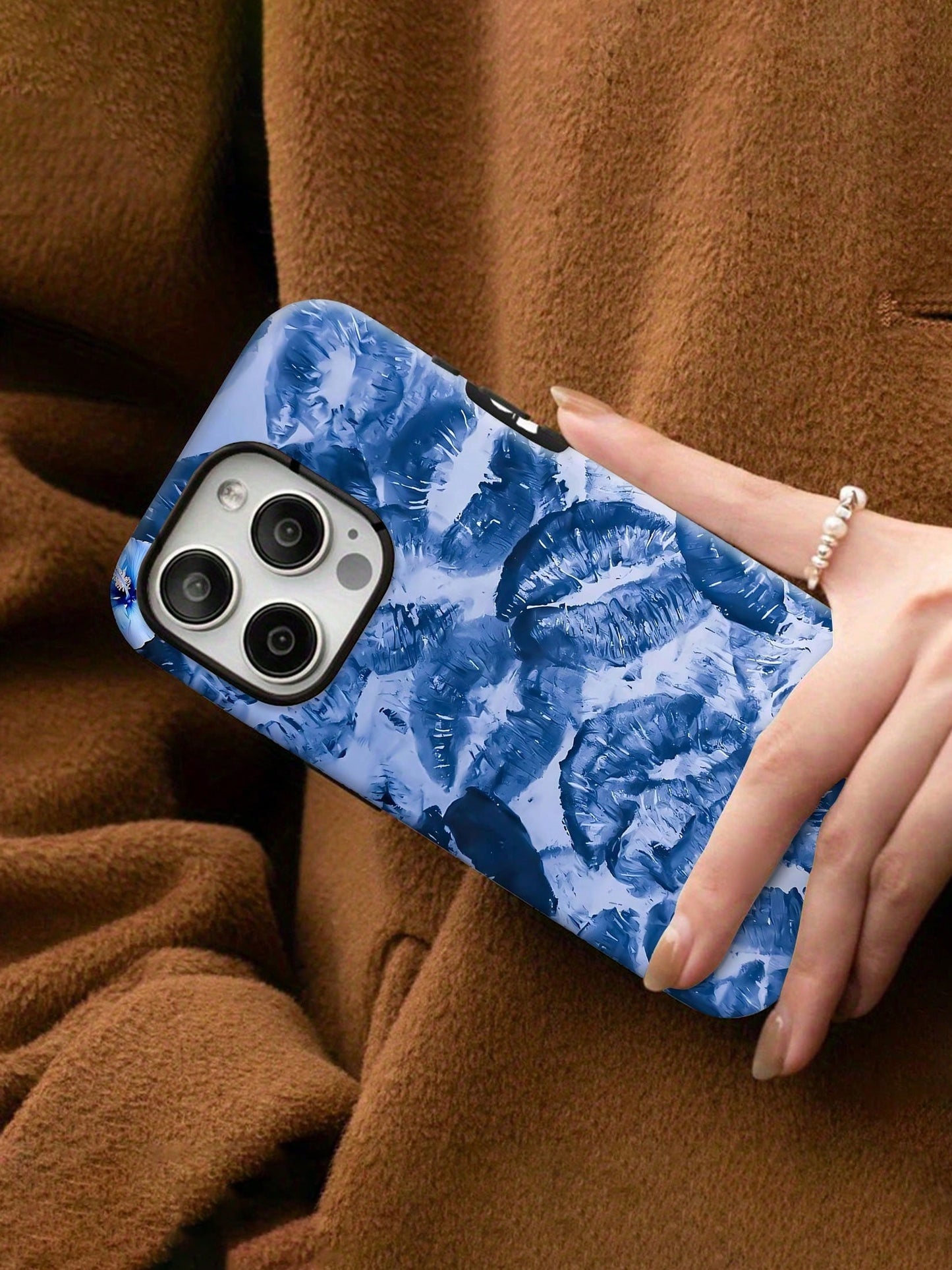 Kiss Mobile Phone Case, Designed With Blue Lips And Floral Accents, Suitable For IPhone 16, 15, 14, 13, 12 And 11 Pro Models, Made Of TPU Material, And Provides Shockproof Protection. Ideal For Romant
