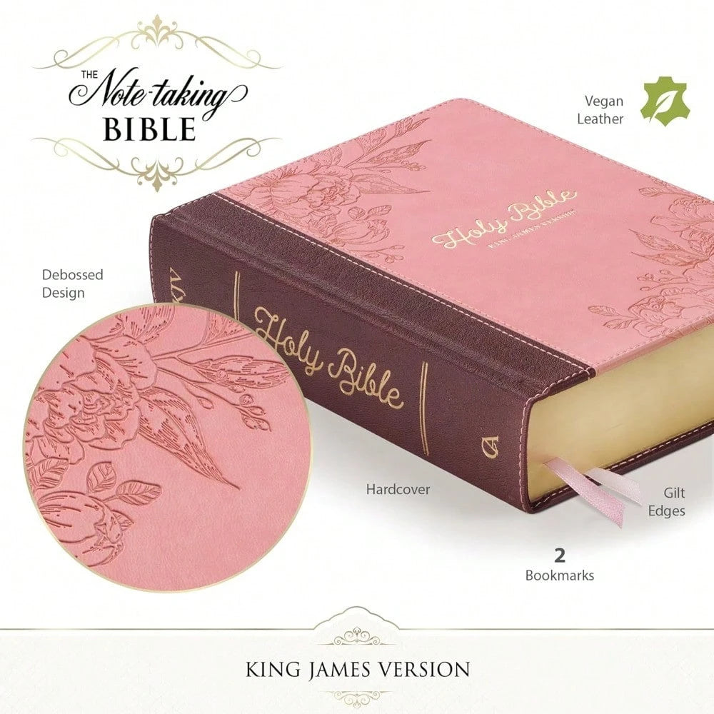 KJV Holy Bible, Note-Taking Bible, Faux Leather Hardcover- King James Version, Brown/Pink (KJV Note-Taking Editions)