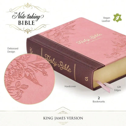 KJV Holy Bible, Note-Taking Bible, Faux Leather Hardcover- King James Version, Brown/Pink (KJV Note-Taking Editions)