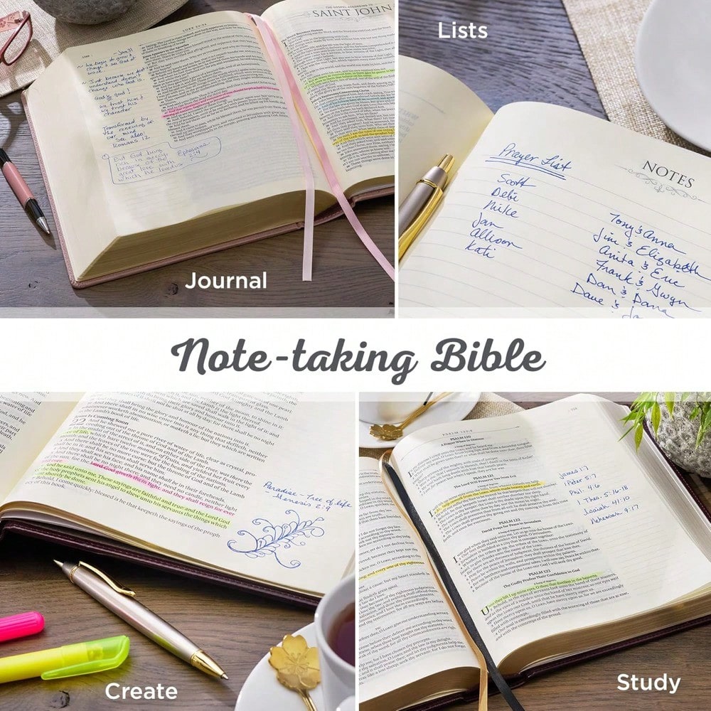 KJV Holy Bible, Note-Taking Bible, Faux Leather Hardcover- King James Version, Brown/Pink (KJV Note-Taking Editions)