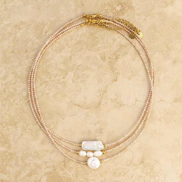 Koa Necklace - Rectangle Pearl