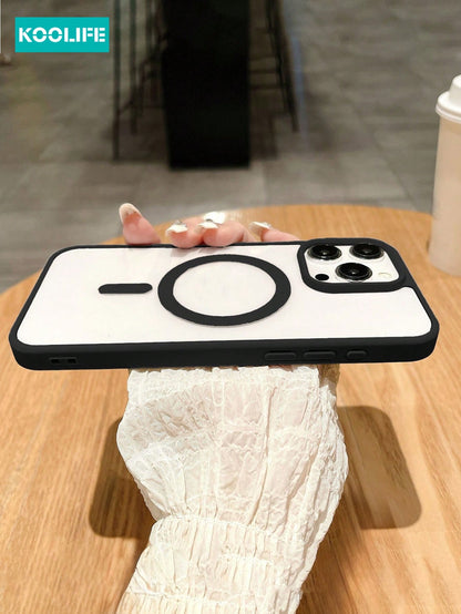 Koolife 1pc Acrylic Magnetic Wireless Charging 2-In-1 Shockproof Slim Phone Case With Milk Candy Color TPU Edge For IPhone 18 Pro/18 Pro Max/17 Pro Max/17/17 Pro/17 Air/16/16 Pro Max/16 Pro/15/15 Pro