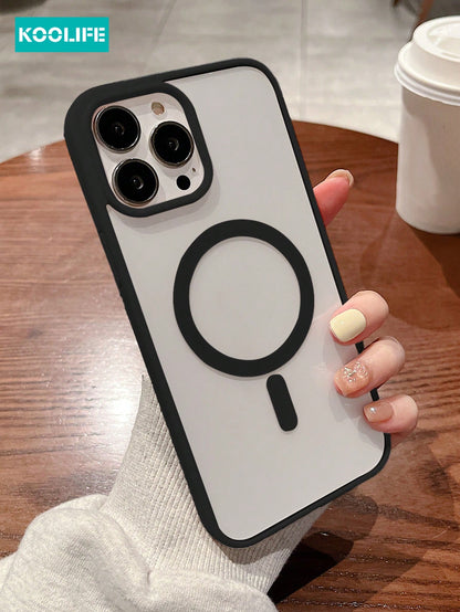 Koolife 1pc Acrylic Magnetic Wireless Charging 2-In-1 Shockproof Slim Phone Case With Milk Candy Color TPU Edge For IPhone 18 Pro/18 Pro Max/17 Pro Max/17/17 Pro/17 Air/16/16 Pro Max/16 Pro/15/15 Pro