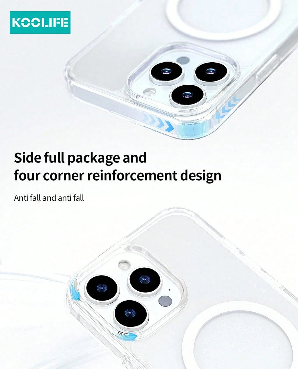Koolife 1pc Magnetic Wireless Charging High Transparency Anti-Drop Phone Protective Case PC Back Panel + TPU Four-Corner Anti-Drop Transparent Material For Iphone18pro/18pro Max/17ProMax/Apple 17/Appl