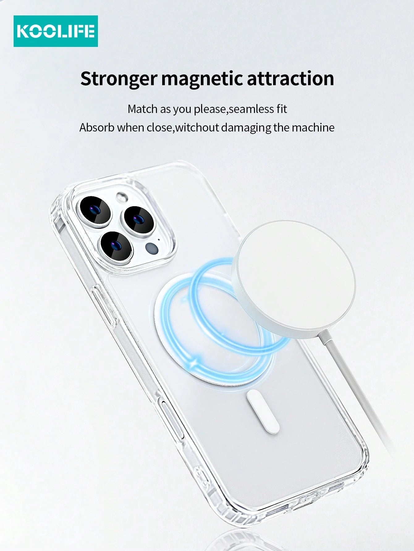 Koolife 1pc Magnetic Wireless Charging High Transparency Anti-Drop Phone Protective Case PC Back Panel + TPU Four-Corner Anti-Drop Transparent Material For Iphone18pro/18pro Max/17ProMax/Apple 17/Appl