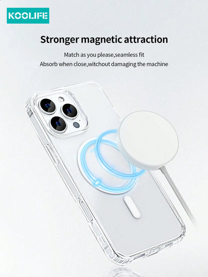 Koolife 1pc Magnetic Wireless Charging High Transparency Anti-Drop Phone Protective Case PC Back Panel + TPU Four-Corner Anti-Drop Transparent Material For Iphone18pro/18pro Max/17ProMax/Apple 17/Appl