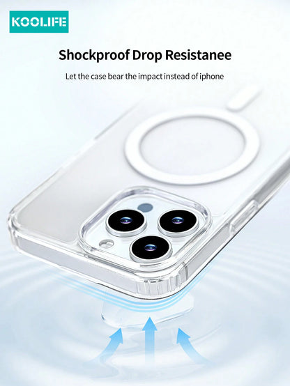 Koolife 1pc Magnetic Wireless Charging High Transparency Anti-Drop Phone Protective Case PC Back Panel + TPU Four-Corner Anti-Drop Transparent Material For Iphone18pro/18pro Max/17ProMax/Apple 17/Appl